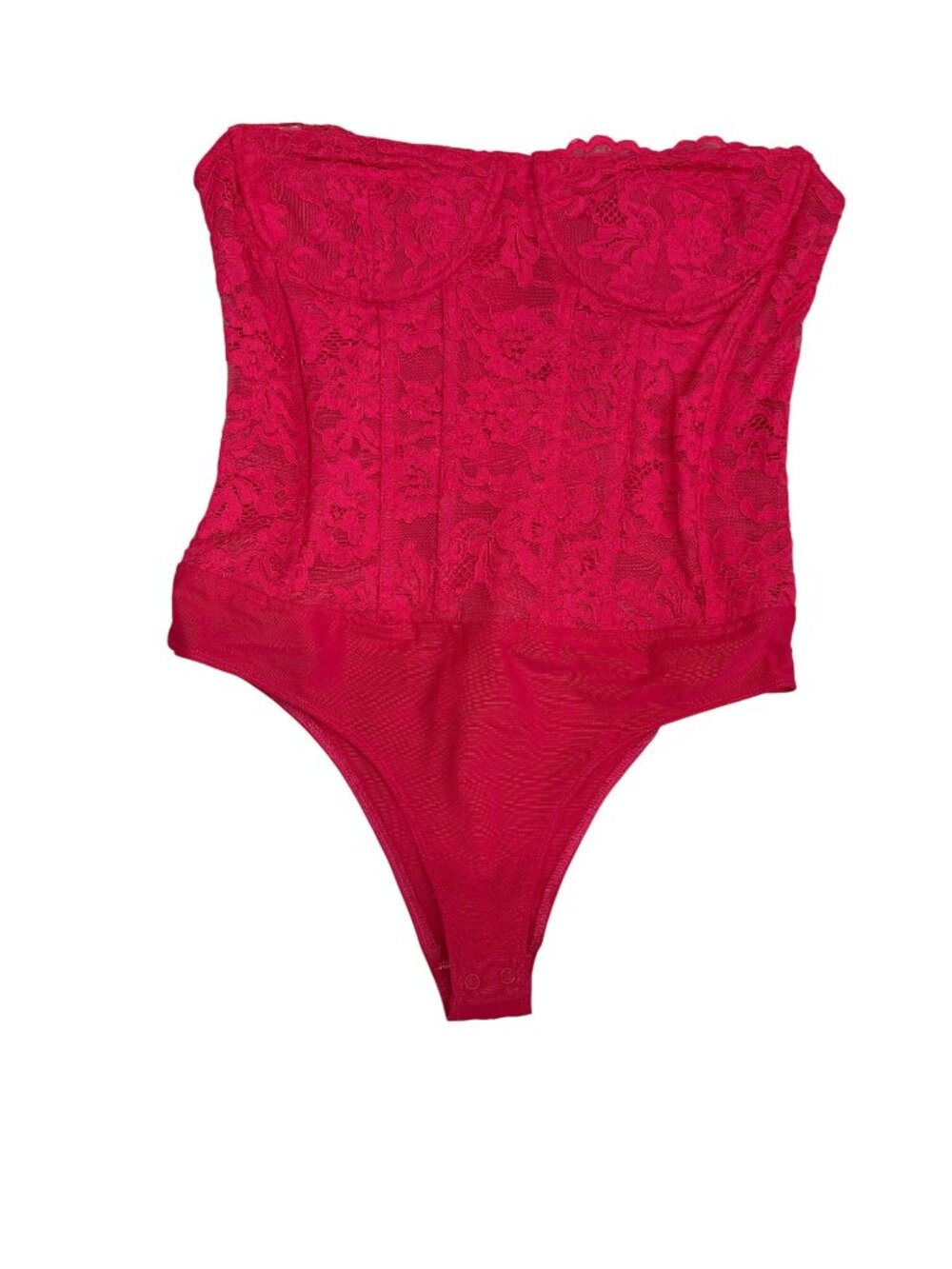 Bardot Oskar Bodysuit Hot Pink Lace XL Womens US 10 With Zipper Back & Snap Clos